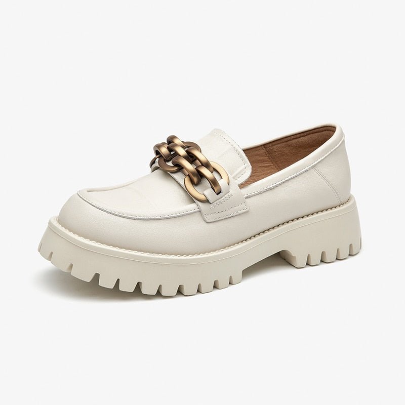 Mocassin Blanc Femme Grosse Chaine