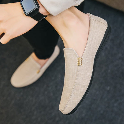 Mocassin En Toile Légère Beige