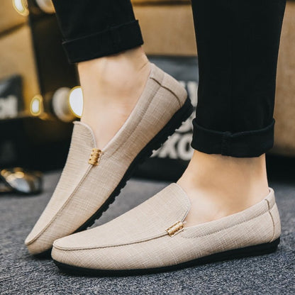 Mocassin En Toile Légère Beige