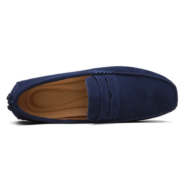 Mocassin Daim Bleu Marine Homme