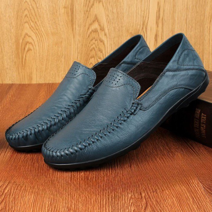 Mocassin Cuir Bleu Marine