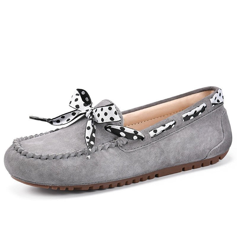 Mocassins Femme Noeud Gris