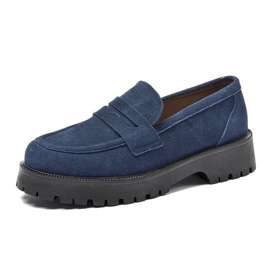 Mocassin Daim Bleu Marine Plateforme