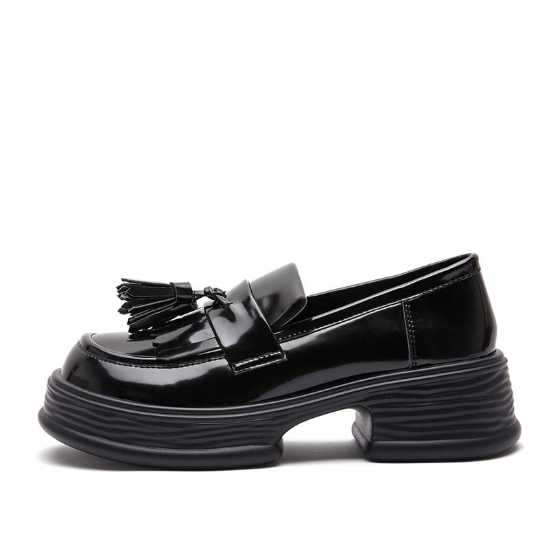 Mocassin à Gland Femme Noir Vernis