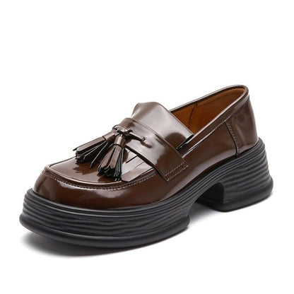 Mocassin à Gland Femme Marron Vernis