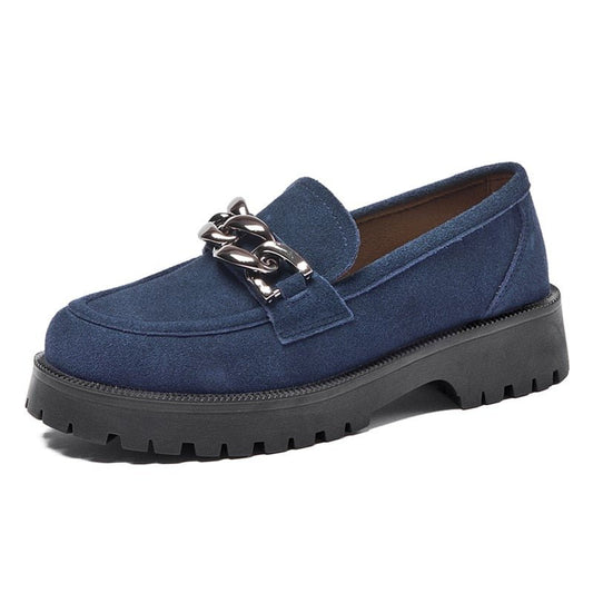 Mocassin Chaîne Femme Bleu Marine