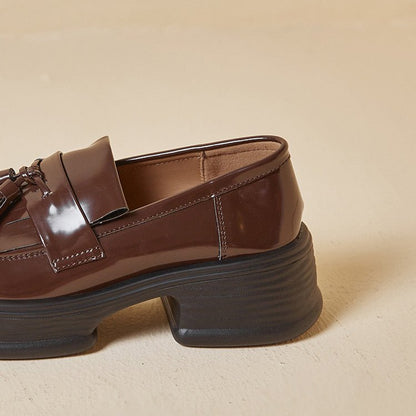 Mocassin à Gland Femme Marron Vernis