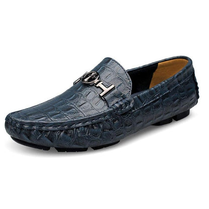 Mocassin Croco Bleu Marine