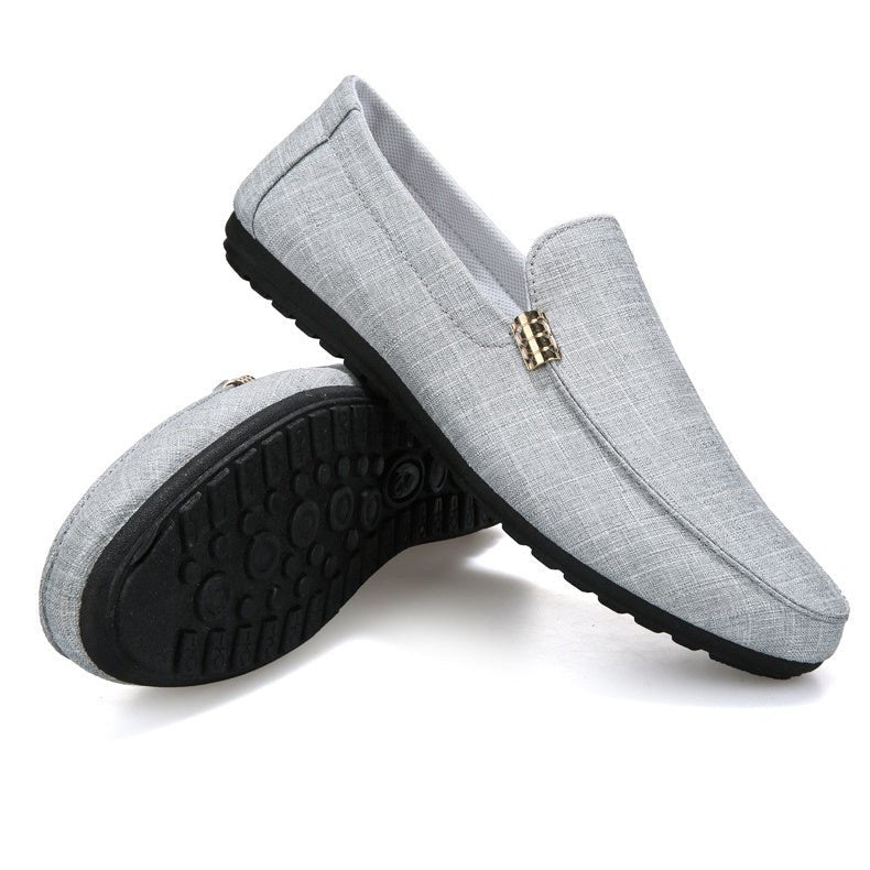 Mocassin En Toile Legere Gris