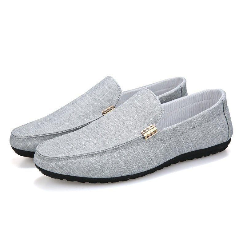 Mocassin En Toile Legere Gris