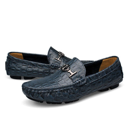 Mocassin Croco Bleu Marine